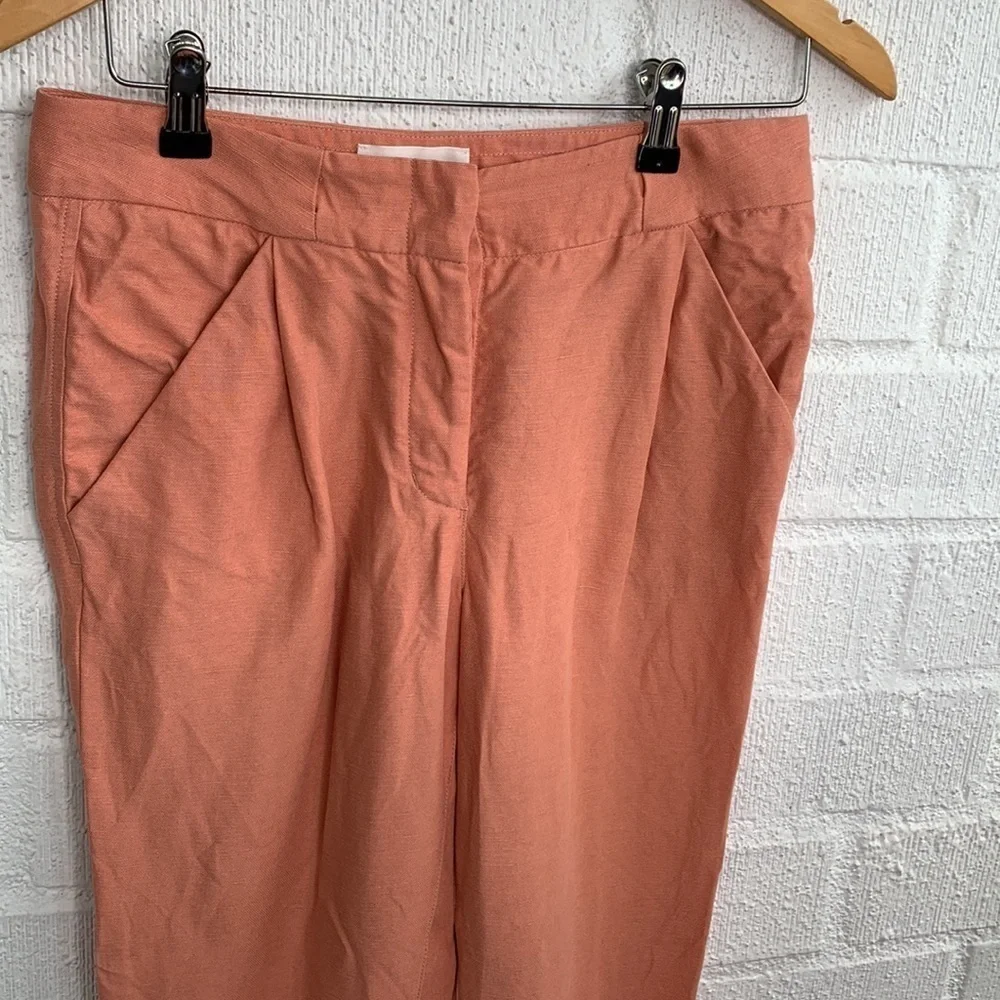 Aritizia Wilfred Linen Coral Trouser Tailored Cuffed Hi-Rise Pants sz 0